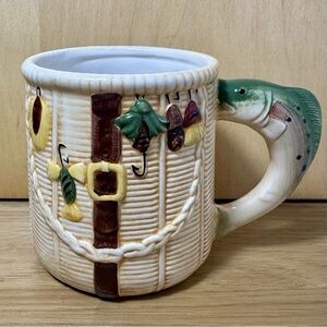 Rainbow Trout Fish Handle Ceramic Fly Fishing Lure Decorative Mug Fisherman Gift
